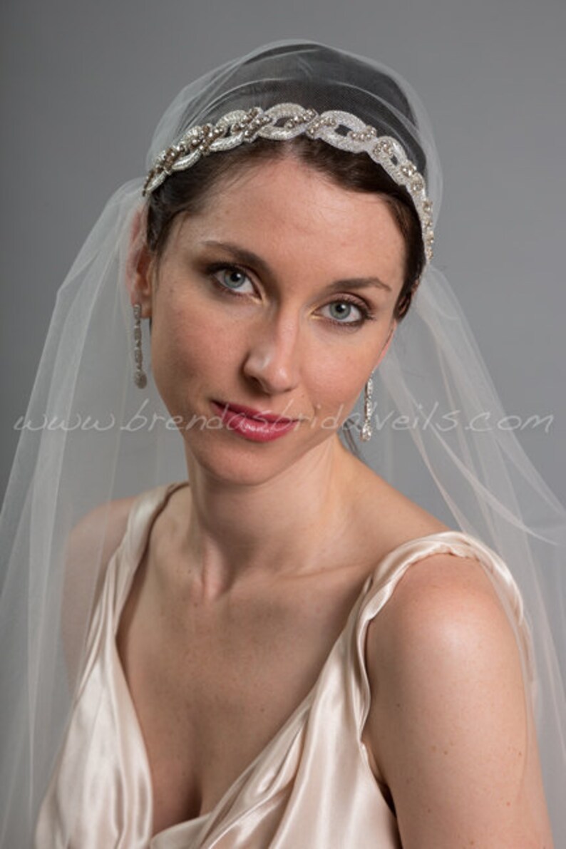 Rhinestone Grecian Cap Veil, 1920s Inspired Bridal Veil, Juliet Cap Veil Jacinda image 3