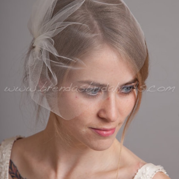 Tulle Wedge Birdcage Veil, Bridal Veil, Wedding veil, White, Diamond White, Ivory, Champagne, Black, More Colors