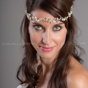 Gold Headband, Boho Bridal Crown, Gold Hair Vine, Bridal Headband, Gold Wedding Hairband - Prisca