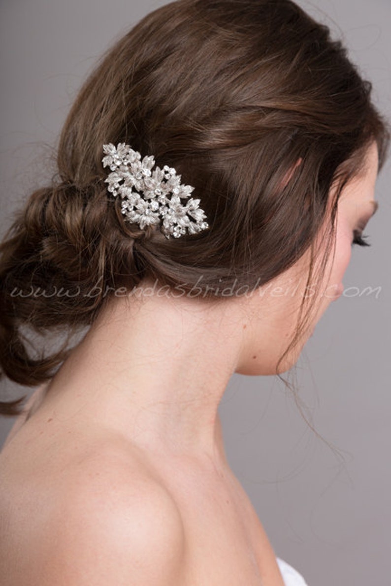 Rhinestone Bridal Hair Clip, Wedding Headpiece, Bridal Hair Piece, Crystal Head Piece Lynnet image 2