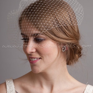 11&quot; Angled Bridal Birdcage Veil,Wedding veil, White, Diamond White, Ivory or Black