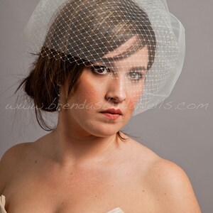 Double Layer Birdcage Bridal Veil, Wedding Veil, Illusion Tulle and Russian Netting Tabitha image 4