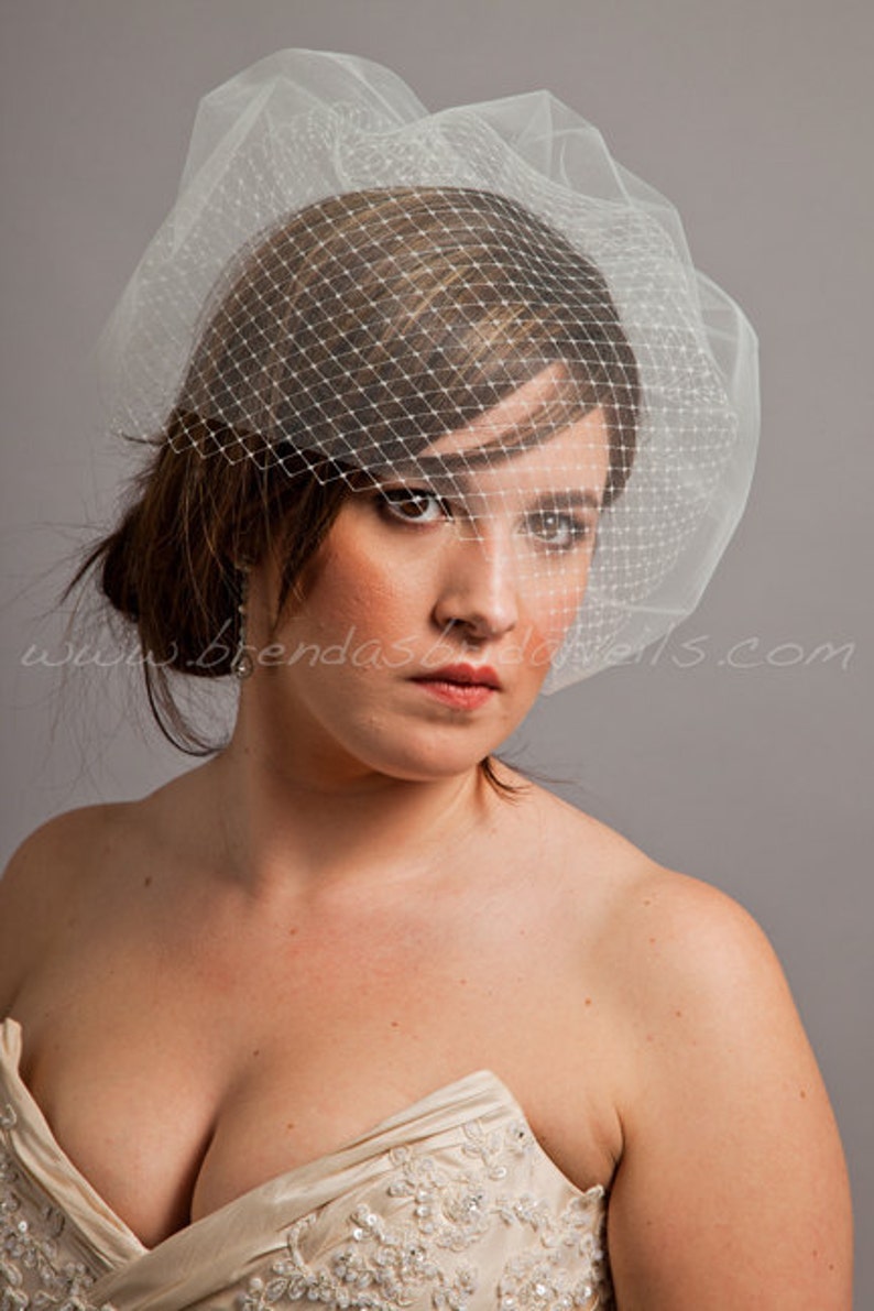 Double Layer Birdcage Bridal Veil, Wedding Veil, Illusion Tulle and Russian Netting Tabitha image 4