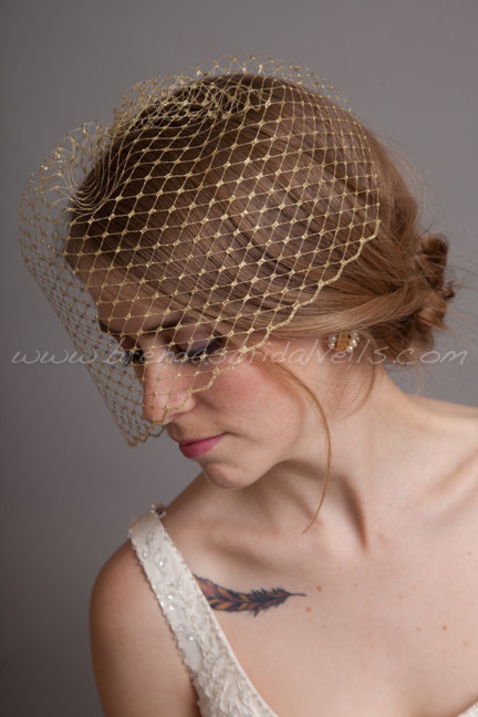 Silver or Gold Metallic 9 Birdcage Veil Bridal Veil Etsy