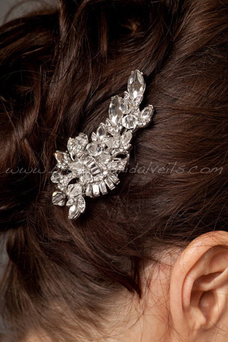 Rhinestone Bridal Hair Clip, Wedding Headpiece, Bridal Hair Piece, Crystal Head Piece Scarlett image 4