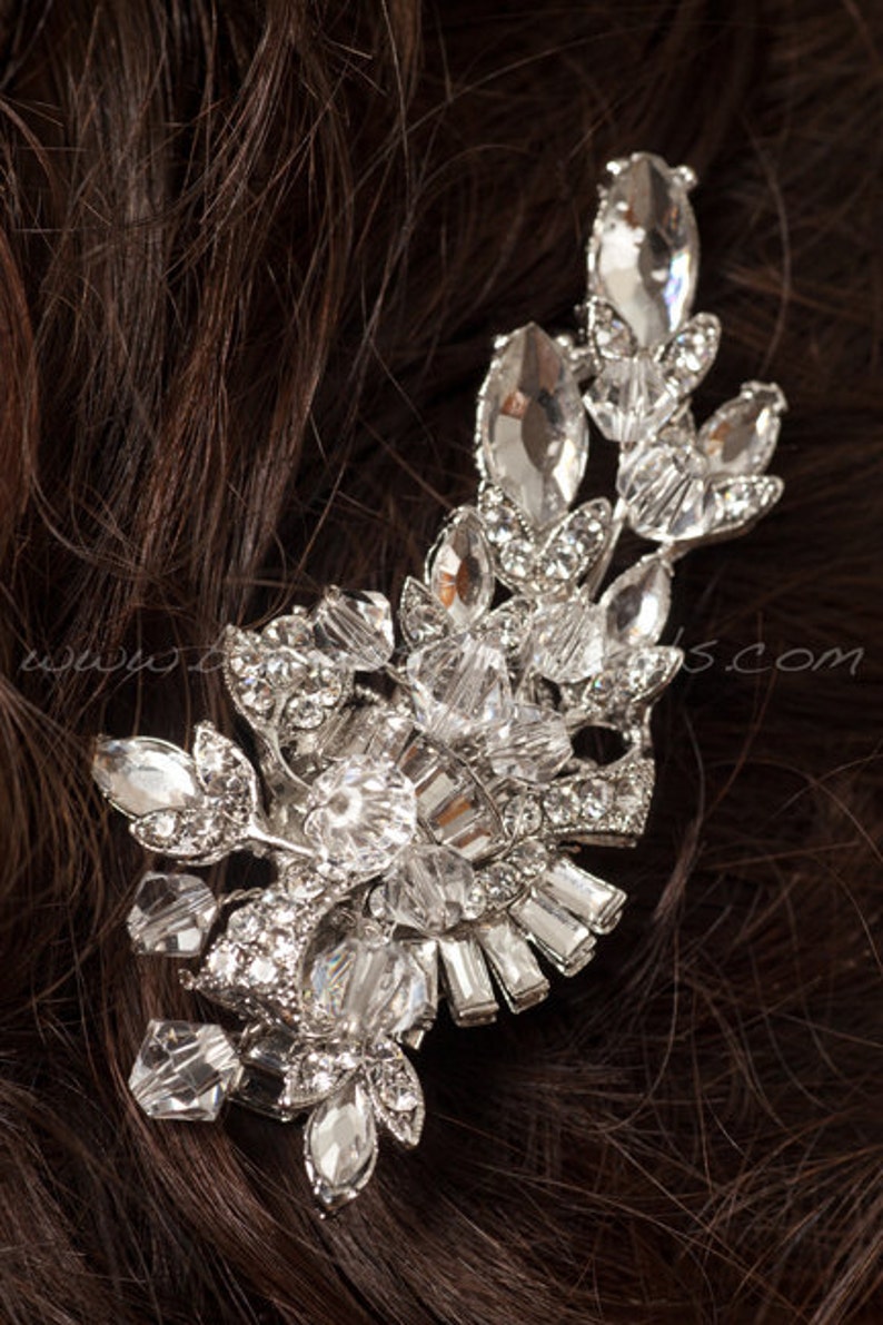 Rhinestone Bridal Hair Clip, Wedding Headpiece, Bridal Hair Piece, Crystal Head Piece Scarlett image 5