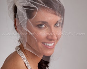 Wedding veil, Tulle Side Blusher Birdcage Veil- White, White Sparkle, Diamond White, Ivory, Ivory Sparkle, Champagne, Black, More Colors