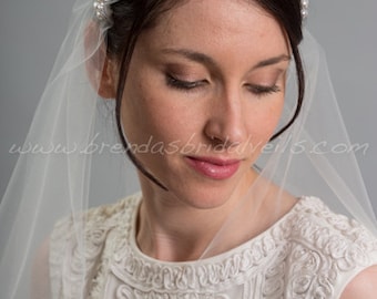 Rhinestone and Pearl Juliet Cap Veil, 1920s Inspired Bridal Veil, Wedding Cap Veil - Viola