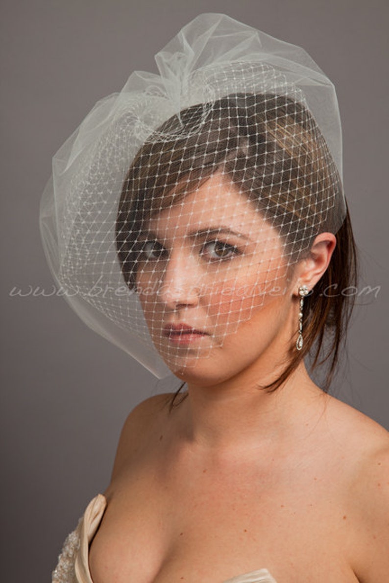 Double Layer Birdcage Bridal Veil, Wedding Veil, Illusion Tulle and Russian Netting Tabitha image 5