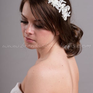 Wedding Lace Headpiece, Lace Hair Vine, Bridal Hair Accessory, White or Ivory Courtney image 3