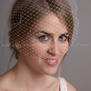 Birdcage sluier, Pearl Accent Bandeau-Birdcage sluier, Wedding Veil, Bridal Veils afbeelding 2