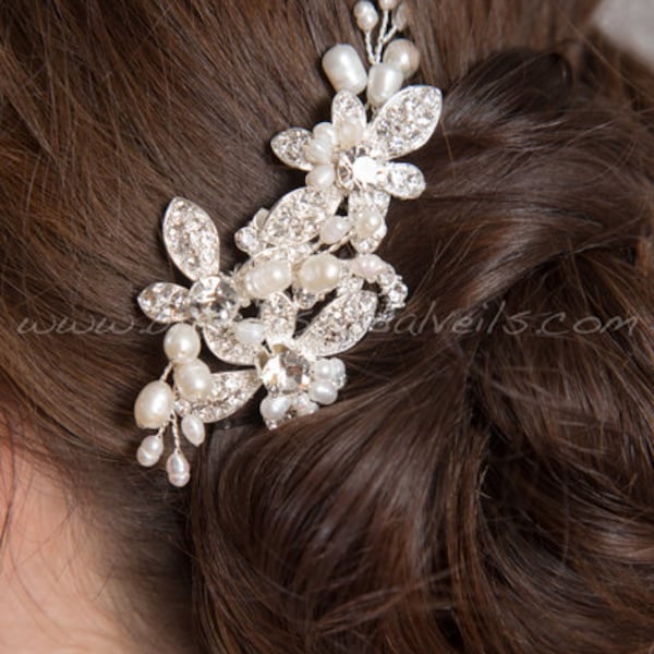 Wedding Hair Comb, Bridal Headpiece, Crystal and Pearl Hair Comb, Wedding Hair Accessory - Shenise