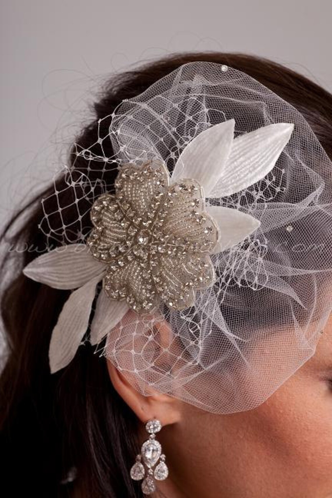 Crystal Rhinestone Beaded Flower Bridal Hair Piece With Etsy