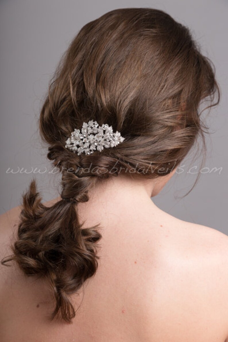 Rhinestone Bridal Hair Clip, Wedding Headpiece, Bridal Hair Piece, Crystal Head Piece Lynnet image 3