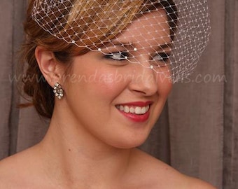 Wedding Veil, Birdcage Veil,  Rhinestone Birdcage Veil, Wedge Bridal Veil, White, Diamond White, Ivory, Champagne, Black, 29 Colors