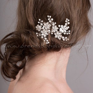 Wedding Hair Accessory, Bridal Pearl Hair Pins, Rhinestone Wedding Headpiece Freda image 1