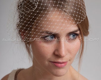 Bridal Birdcage Veil, 9" Short Blusher Veil, Wedding Veil