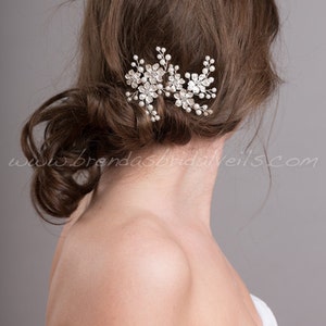 Wedding Hair Accessory, Bridal Pearl Hair Pins, Rhinestone Wedding Headpiece Freda image 2