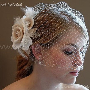 Bridal Birdcage Veil with Double Swarovski Crystal Rhinestone Edge available in White, Diamond White, Ivory, Black image 3