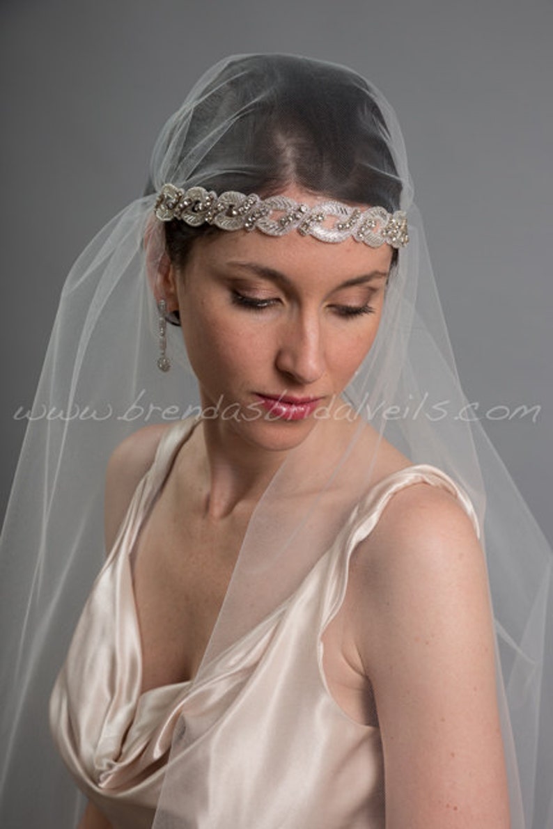 Rhinestone Grecian Cap Veil, 1920s Inspired Bridal Veil, Juliet Cap Veil Jacinda image 5