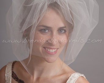 Double Layer Tulle Birdcage Veil, Blusher Bridal Veil, Wedding Veil, White, Diamond White, Ivory, Champagne, Black, More Colors