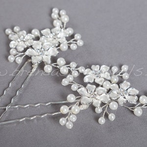 Wedding Hair Accessory, Bridal Pearl Hair Pins, Rhinestone Wedding Headpiece Freda image 3