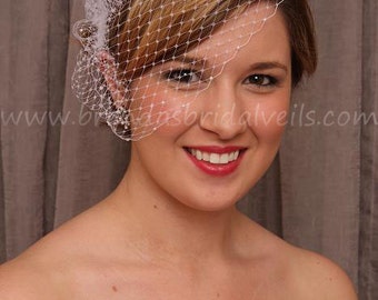 Birdcage Veil, Pearl Accent Wedge, Wedding Veil