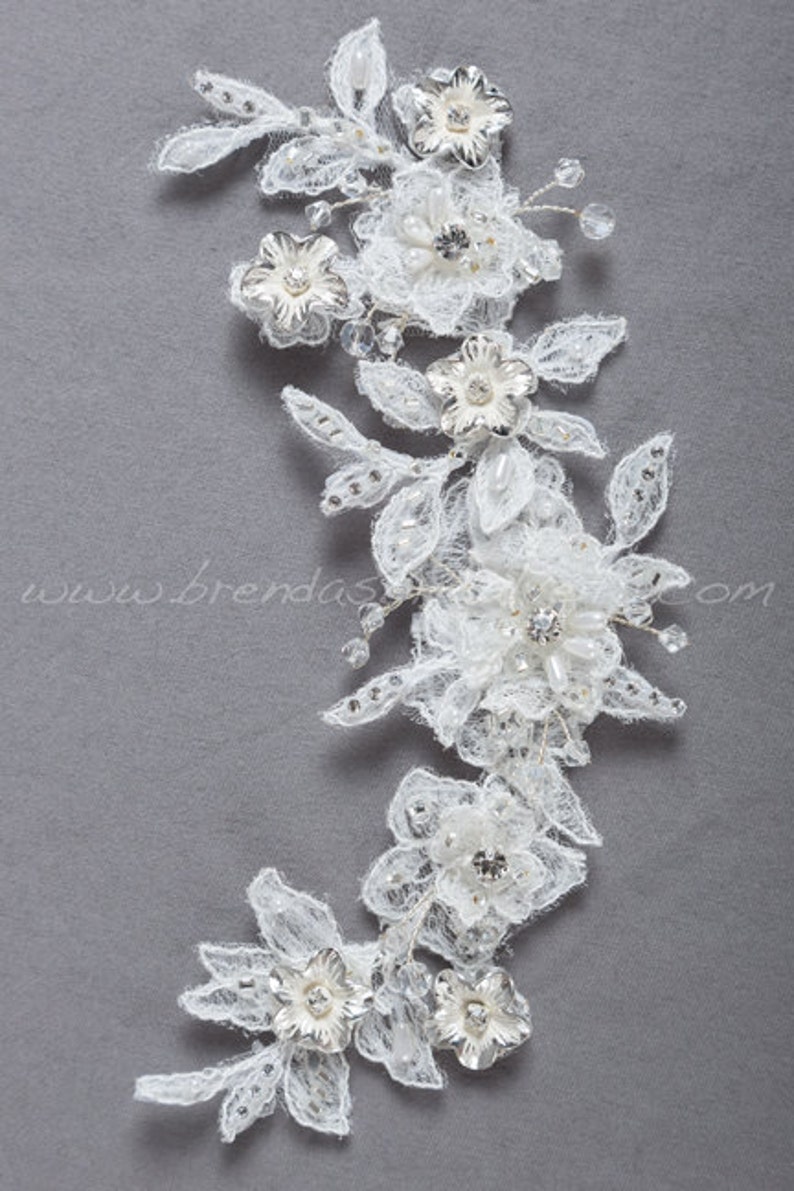 Wedding Lace Headpiece, Lace Hair Vine, Bridal Hair Accessory, White or Ivory Courtney image 5