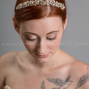 Gold Headband, Fresh Water Pearls, Rhinestones, Bridal Headband, Wedding Hairband Charlotte image 1