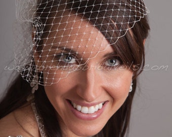 Bridal Veil, Wedge Birdcage Veil, Wedding Veil - White, Ivory, Diamond White, Champagne, Black and More Colors