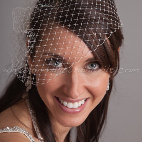 Bridal Veil, Wedge Birdcage Veil, Wedding Veil - White, Ivory, Diamond White, Champagne, Black and More Colors