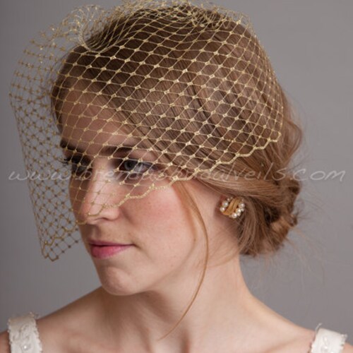 Silver or Gold Metallic 9 Birdcage Veil Bridal Veil Etsy