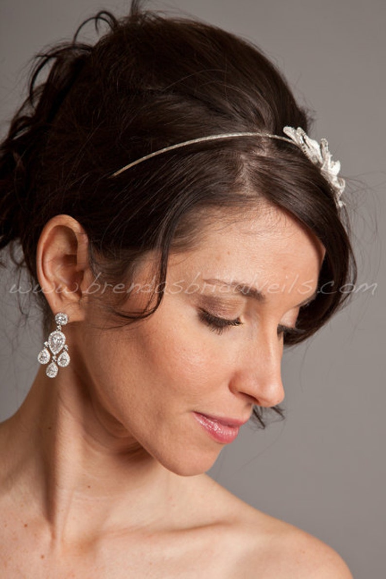 Wedding Headband Lace Comb Porcelain Flowers Rhinestones Etsy