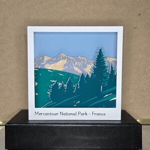 Parco Nazionale del Mercantour, Francia / Diorama Pop-Up Card / Cornice in stile Polaroid / Espositore pieghevole / Cartolina panoramica in miniatura