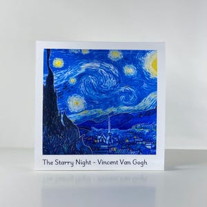 A Noite Estrelada de Vincent van Gogh | Cartão Pop-up Diorama | Moldura Estilo Polaroid | Expositor Dobrável | Cartão Cena de Arte em Miniatura