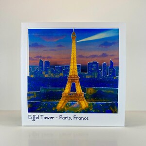Eiffelturm Pop-Up Karte – 3D Paris, Frankreich Stadt-Motiv in einem Polaroid-Rahmen | Faltbare Display Karte | Handgefertigte Miniaturszene
