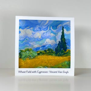 Campo de trigo com ciprestes de Vincent van Gogh | Cartão pop-up diorama | Expositor dobrável | Cena de arte em miniatura | Cartão-presente decorativo