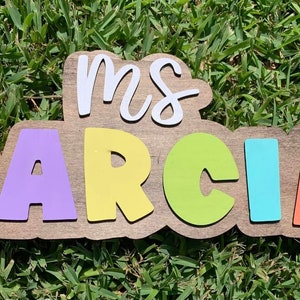 Custom Teacher Door Hanger, Teacher Name, Personalized Teacher Gift, Teacher Appreciation Gift, Wooden Teacher Sign