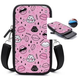 Mobile Phone Lips Cross Body Carrying Pouch