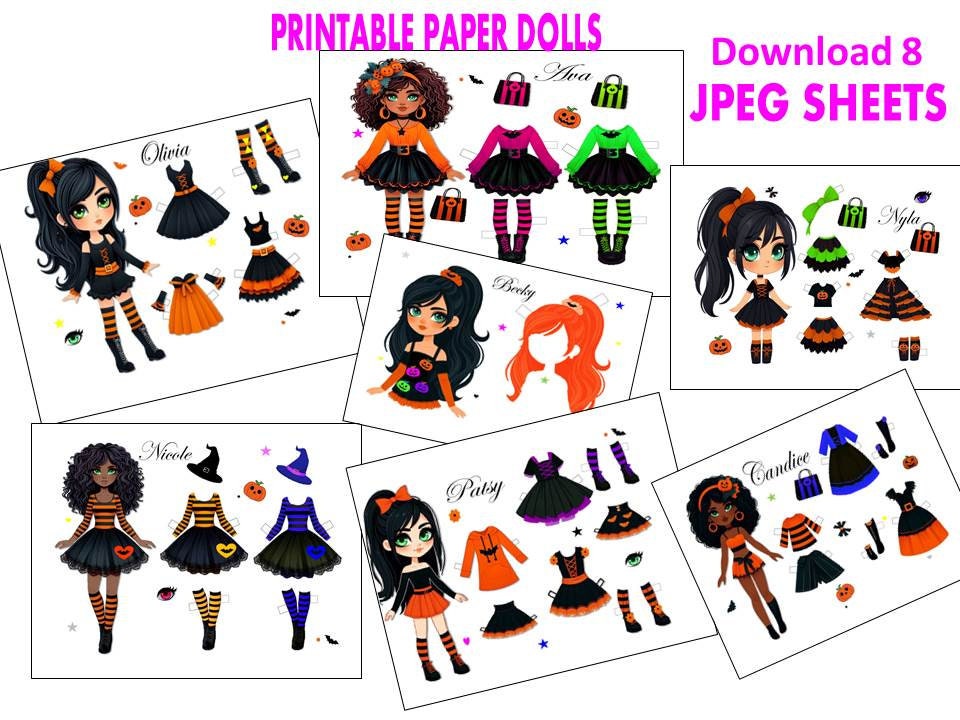 Halloween Printable Paper Dolls - Etsy halloween-printable-paper-dolls-etsy