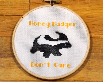 Honey Badger Don't Care - easy cross stitch pattern, PDF *instant download*