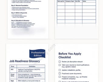 Career Toolkit Bundle: Resume Plans, Job Log, Checklist - Professional Edition (Printable)