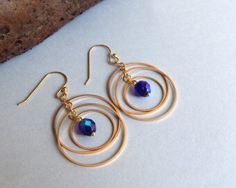 Gold and Cobalt Blue Earrings