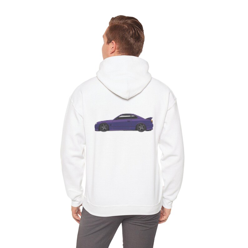Purple Japanese Car Hoodie, Tokyo Fashion Sweatshirt, Unique Asian