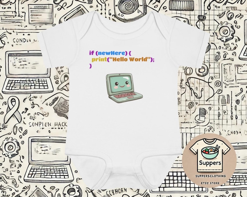 Code babyromper - programmering, codering, Javascript, code, babyromper afbeelding 1