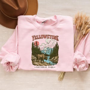 Vintage Yellowstone National Park Sweatshirt | Retro US Parks Tee Shirt, Trendy Granola Girl, Oversized Top, Gorpcore Boho Forestcore