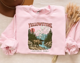 Sudadera vintage del Parque Nacional de Yellowstone / Camiseta retro de los parques de EE. UU., Granola Girl de moda, top de gran tamaño, Gorpcore Boho Forestcore