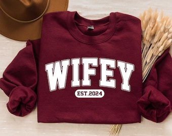 Personalized Wifey Sweatshirt, Wedding Gift, Gift for Bride, New Wife Sweatshirt, Unique Bridal Shower Gift, Newlywed Honeymoon Present