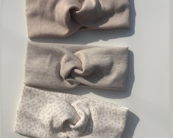 Stirnband, Knotenstirnband, Leo Creme, unifarben