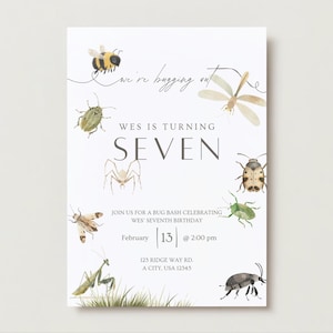 Bug Geburtstagseinladung Vorlage, Kinder Insekt Geburtstagseinladung, Minimal Junge Mädchen Natur Bug Geburtstagsparty, Bug Bash Geburtstagseinladung